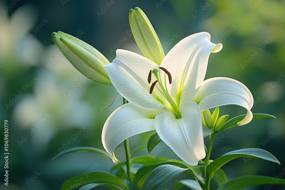 White Lily Flower in Bloom. White Lily Flower in Bloom.