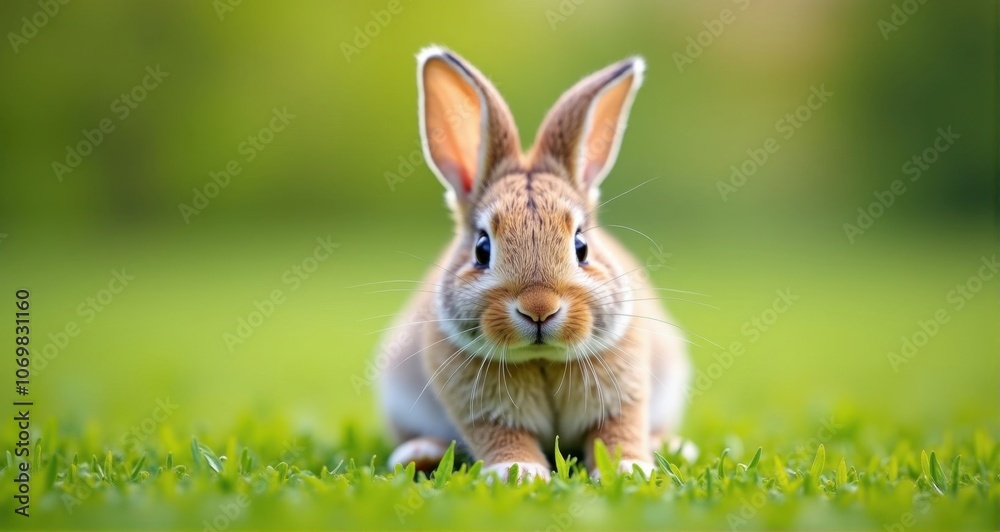 Adorable brown rabbit on green grass Adorable brown rabbit on green grass
