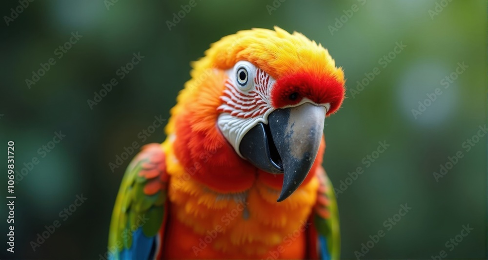 Vibrant macaw perched elegantly Vibrant macaw perched elegantly