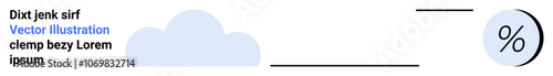 Cloud shape links to percentage symbol with text placeholder. Ideal for infographics, data visualization, web design, educational content, business presentations, marketing materials, and tech