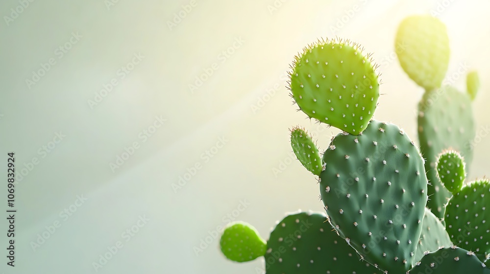 A cactus with many spines is in the foreground A cactus with many spines is in the foreground