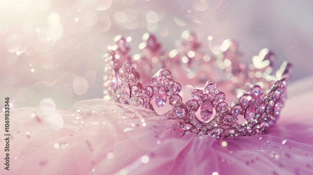 Sparkling Crown on Pink Fabric Sparkling Crown on Pink Fabric