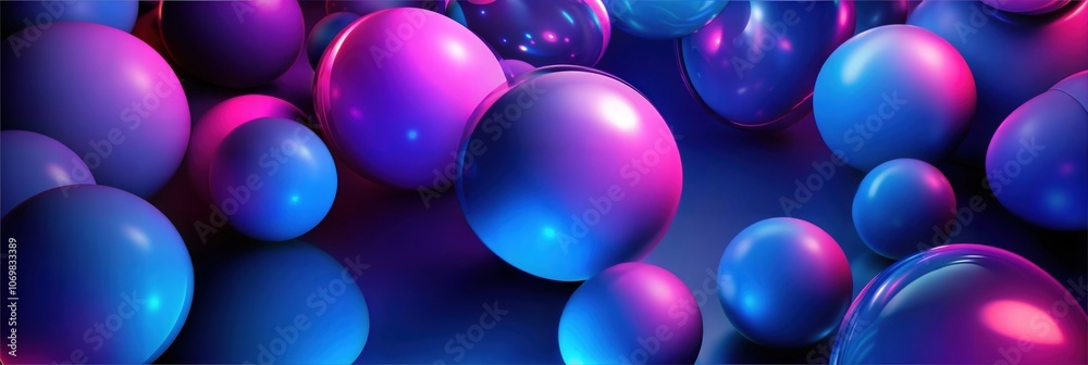 Vibrant 3D Spheres in Neon Pink and Blue - Panoramic Header Banner Background for Modern Art, Abstract Design, Creative Visuals, and Digital Graphics Vibrant 3D Spheres in Neon Pink and Blue - Panoramic Header Banner Background for Modern Art, Abstract Design, Creative Visuals, and Digital Graphics