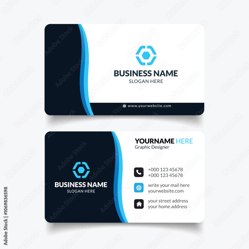Fototapeta premium Blue and Black Corporate Business Card Template