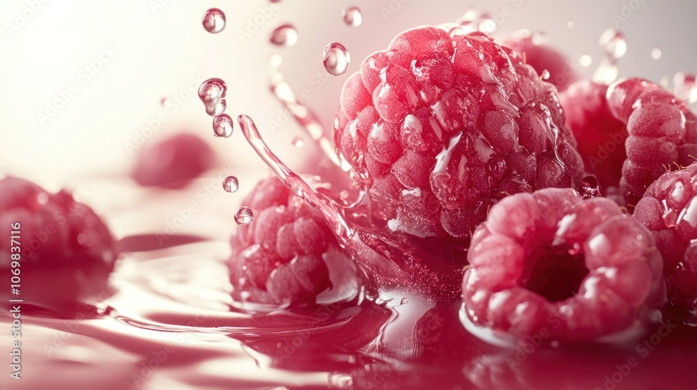 Raspberries Splashing in Juice Raspberries Splashing in Juice