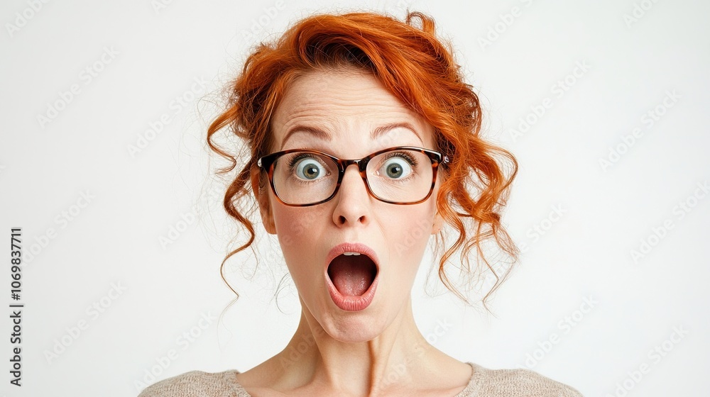 Woman Displaying Shocked Expression in Studio Setting Woman Displaying Shocked Expression in Studio Setting