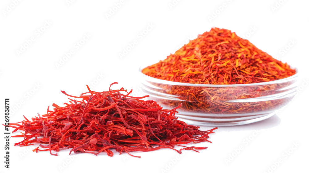 Naklejka premium Saffron Spice Collection Isolated on a Transparent Background Generative AI