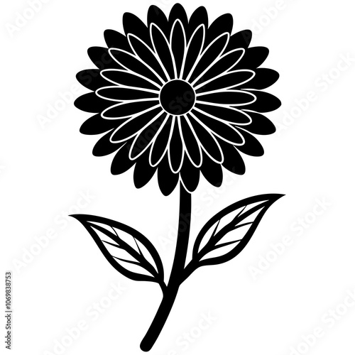 Calendula Flower Silhouette Vector.