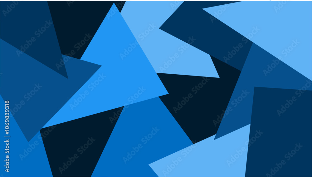 abstract geometric triangles stacking blue background 
