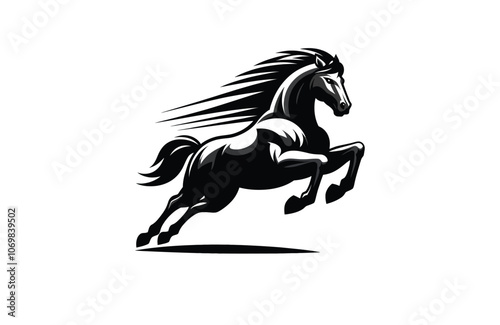a strong faster horse silhouette vector outline logo design