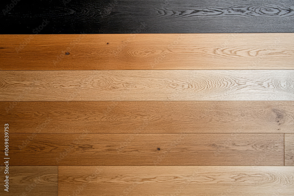 Contemporary hardwood flooring showcasing a blend of light and dark wooden planks in a home interior Contemporary hardwood flooring showcasing a blend of light and dark wooden planks in a home interior