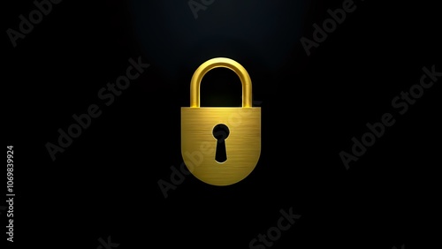 Gold Lock Icon on Black Background for Cryptocurrency Security Concept