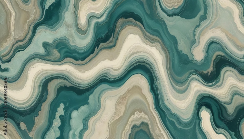 Obraz premium Abstract Wave Pattern Design with Blue Ocean Marbling Theme