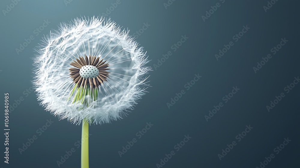 A close up of a dandelion flower with a blue background A close up of a dandelion flower with a blue background