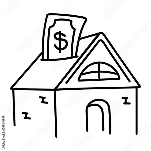 House insurance icon in drawing style 

