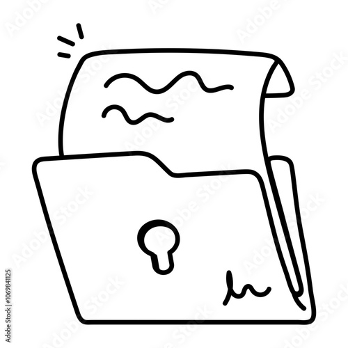 Secure document icon in doodle style

