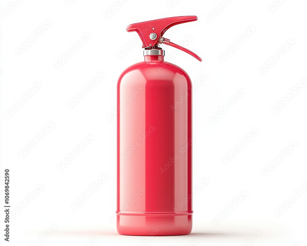 Red Fire Extinguisher: A close-up of a bright red fire extinguisher, standing ready to extinguish flames and protect against danger. The sleek. Red Fire Extinguisher: A close-up of a bright red fire extinguisher, standing ready to extinguish flames and protect against danger. The sleek.