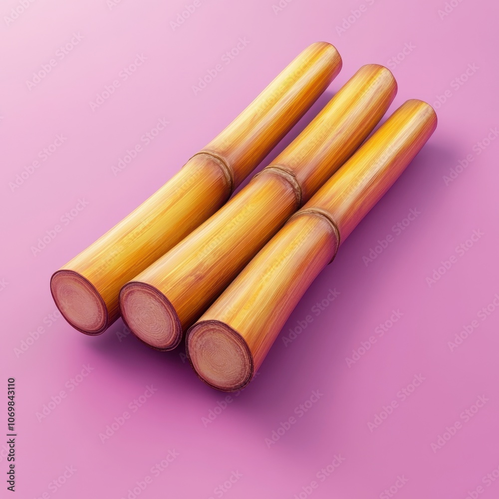 Vibrant Yellow and Orange Bamboo Shoots on Pink Background Vibrant Yellow and Orange Bamboo Shoots on Pink Background