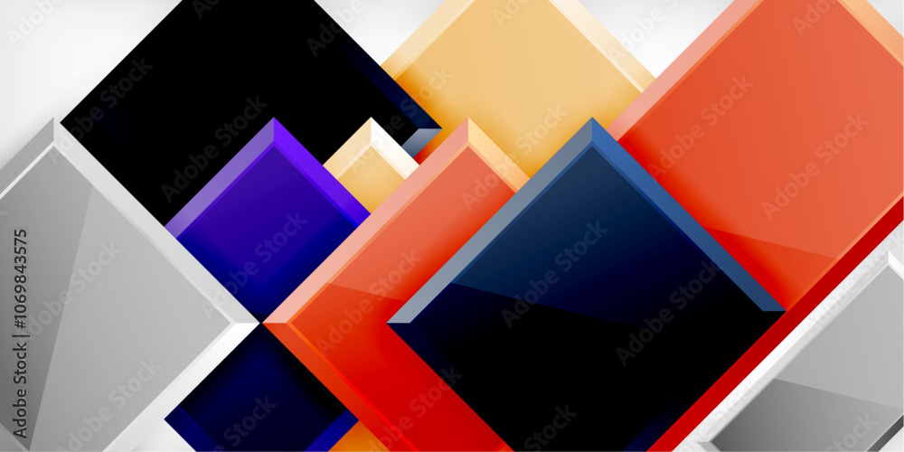 Glass toy style square shapes abstract design. Vector Illustration For Wallpaper, Banner, Background, Card, Book Illustration, landing page Glass toy style square shapes abstract design. Vector Illustration For Wallpaper, Banner, Background, Card, Book Illustration, landing page