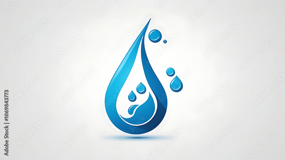 Minimalistic icon of a water drop symbol representing clean water and conservation on white background. Minimalistic icon of a water drop symbol representing clean water and conservation on white background.