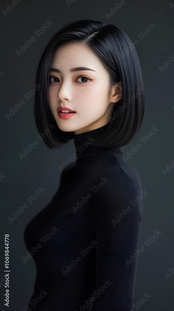 Young woman showcases modern fashion style