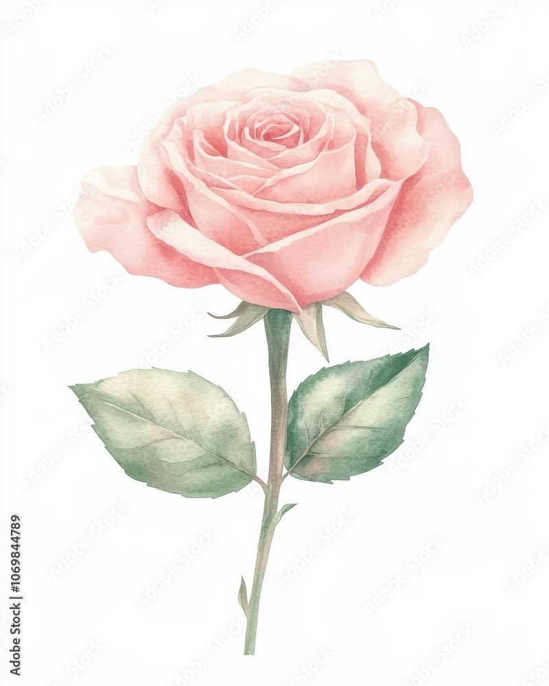 Blush Rose Watercolor Painting Blush Rose Watercolor Painting