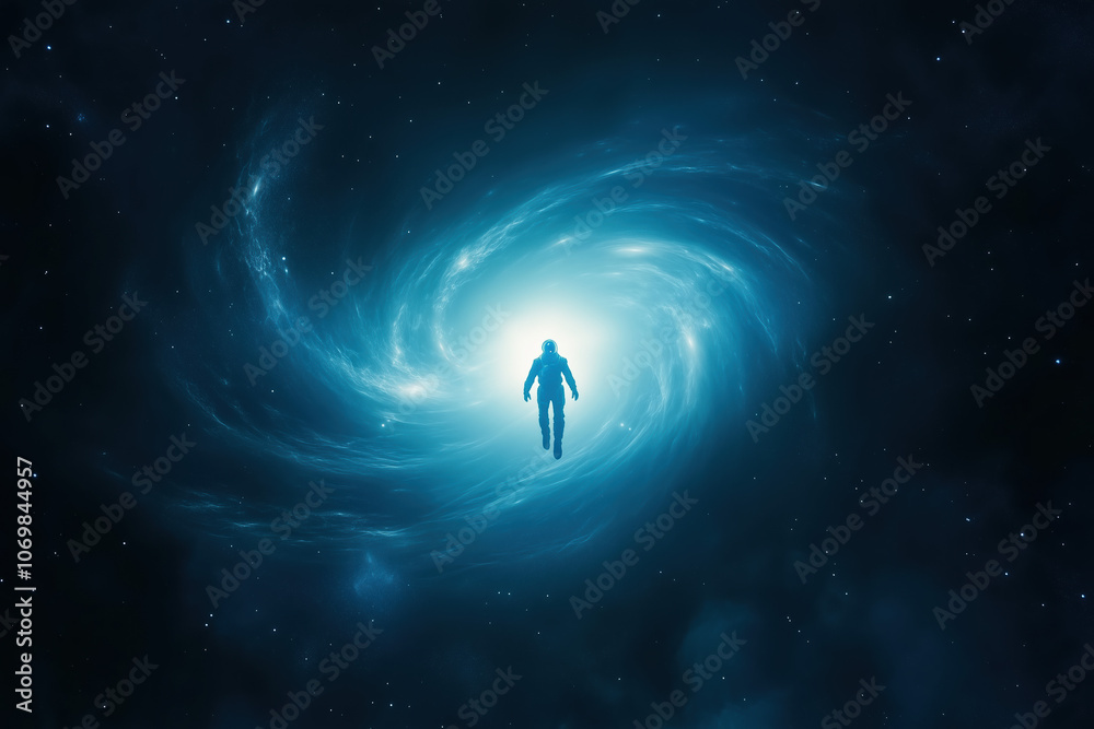 Astronaut in Outer Space with Nebula and Distant Galaxy, A Visionary Blend of Fictional and Non-Fictional Characters, Futuristic Space Exploration Astronaut in Outer Space with Nebula and Distant Galaxy, A Visionary Blend of Fictional and Non-Fictional Characters, Futuristic Space Exploration