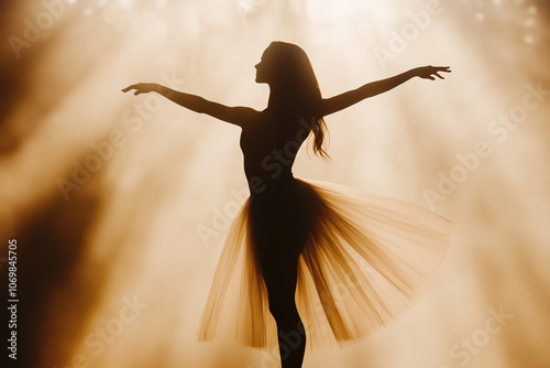 Graceful Ballerina Dancing in a Sunlit Forest with Light Movements, Capturing the Essence of Beauty and Nature, Featuring Fictional and Non-Fictional Character Concepts