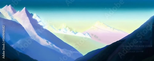 Animation of an abstract mountain that cycles through day and night, symbolizing balance and the rhythm of a healthy life