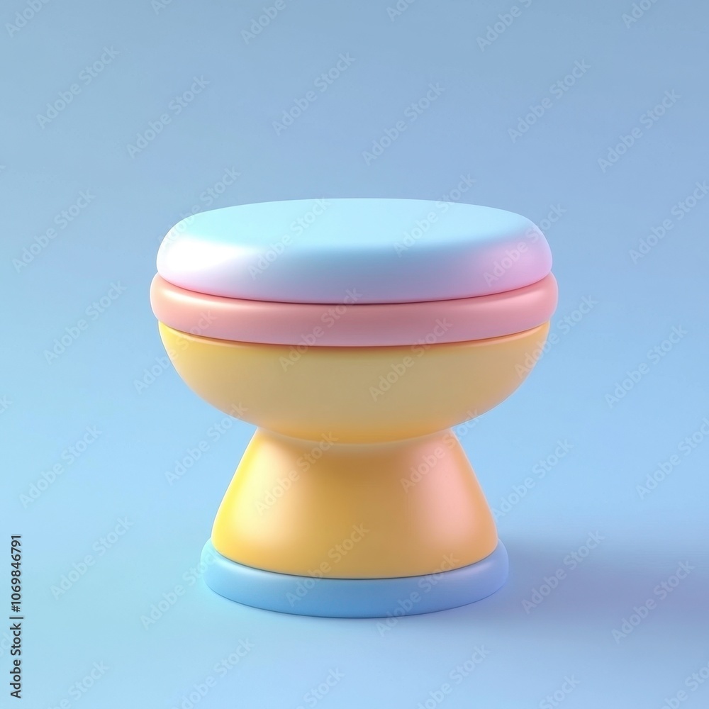 Pastel Colored Geometric Sculpture with Circular Elements Pastel Colored Geometric Sculpture with Circular Elements