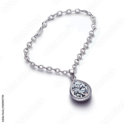 silver pendant on a chain on a white background close-up 