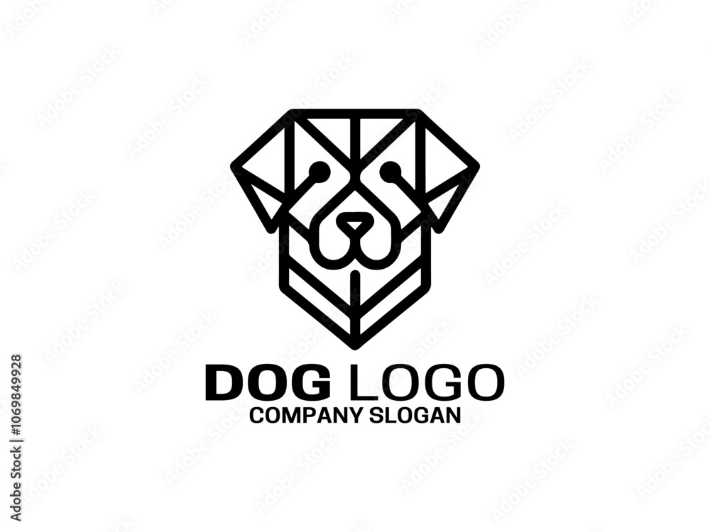 Minimalist lines outline dog logo design icon symbol vector illustration.
