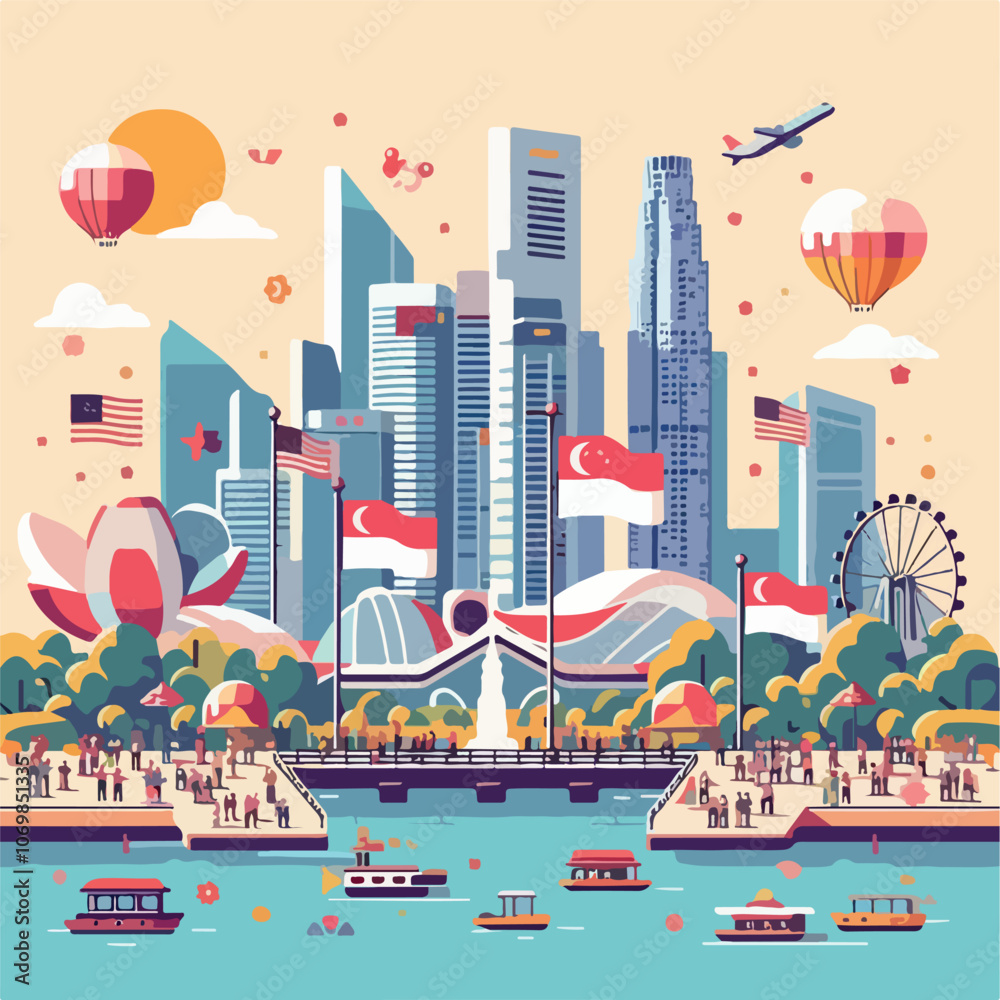 singapore national day illustration