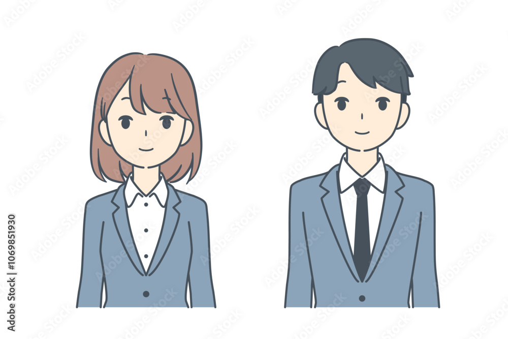 フォーマルな服装のビジネスマンとビジネスウーマン