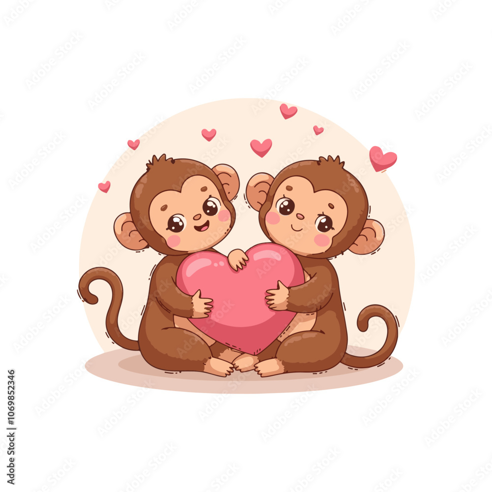 Cute lovely monkey vector illustration. Lovely friendship happy Monkey cartoon artwork. Cute lovely monkey vector illustration. Lovely friendship happy Monkey cartoon artwork.