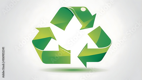 Minimalistic icon of a recycling symbol representing sustainability and environmental protection on white background.