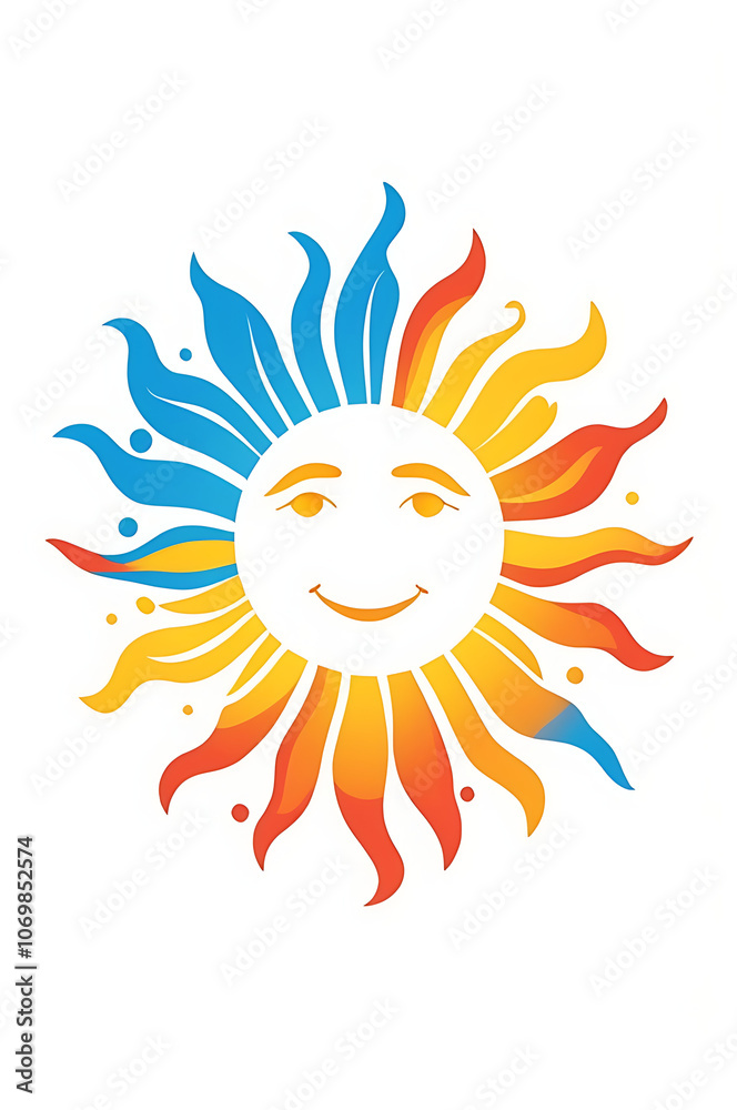 Naklejka premium Minimalistic icon of a sun symbol representing solar energy and brightness on white background.
