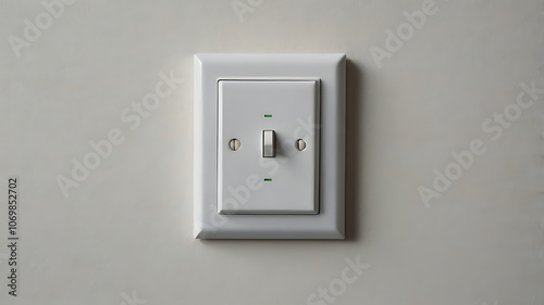 Minimalistic icon of a light switch symbol representing energy saving and environmental conservation on white background.