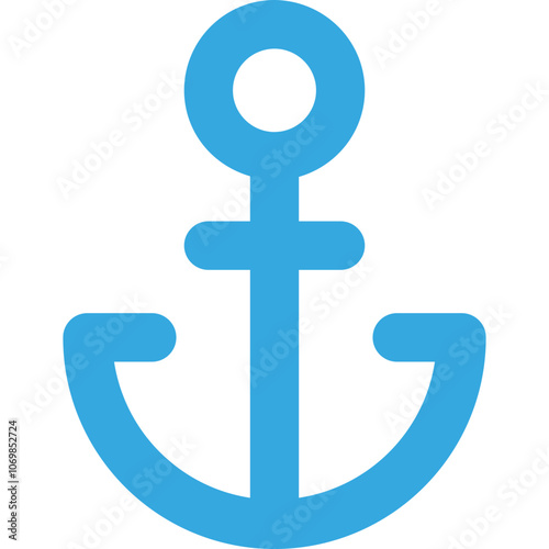 A Simple Blue Anchor Design Suitable for Nautical Themes, Marine Events, or Coastal Decorations, Shown Against a White Background