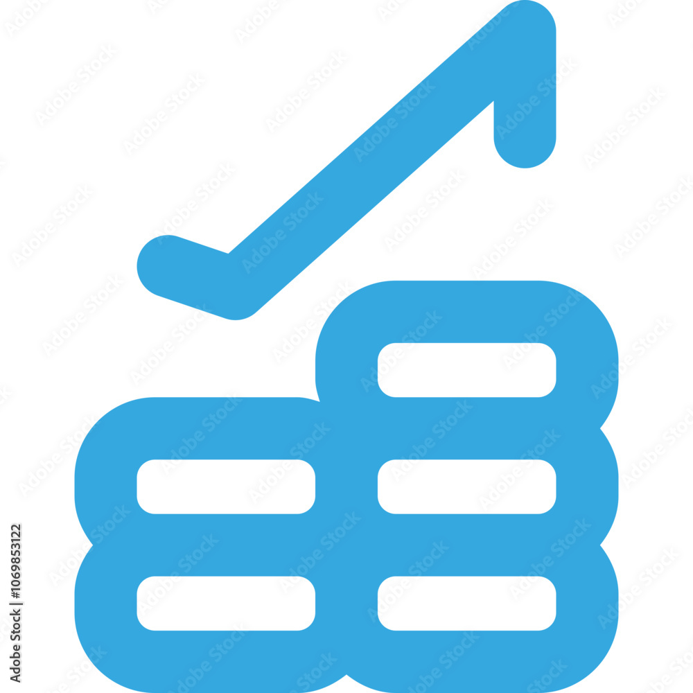 A Blue Upward Arrow Indicating Growth Above Stacked Blocks Symbolizing Progress and Development in Business Metrics A Blue Upward Arrow Indicating Growth Above Stacked Blocks Symbolizing Progress and Development in Business Metrics