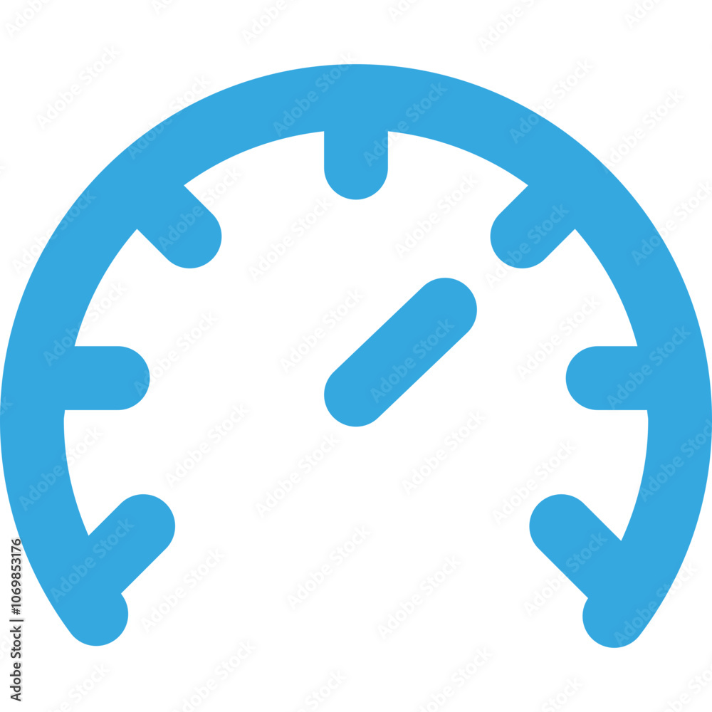 A Blue Speedometer Symbol Representing Speed, Progress, and Performance in a Simple Graphic Design A Blue Speedometer Symbol Representing Speed, Progress, and Performance in a Simple Graphic Design
