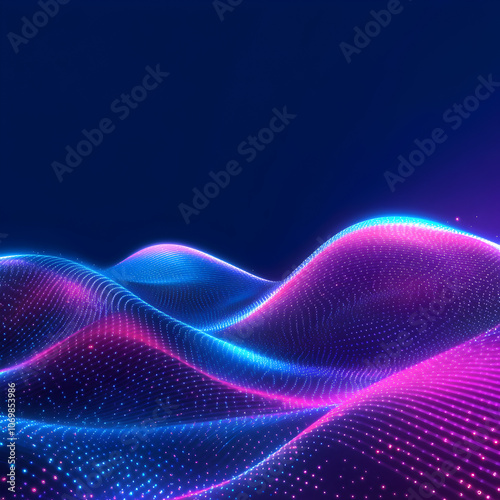 Pink and blue glowing wave lines 