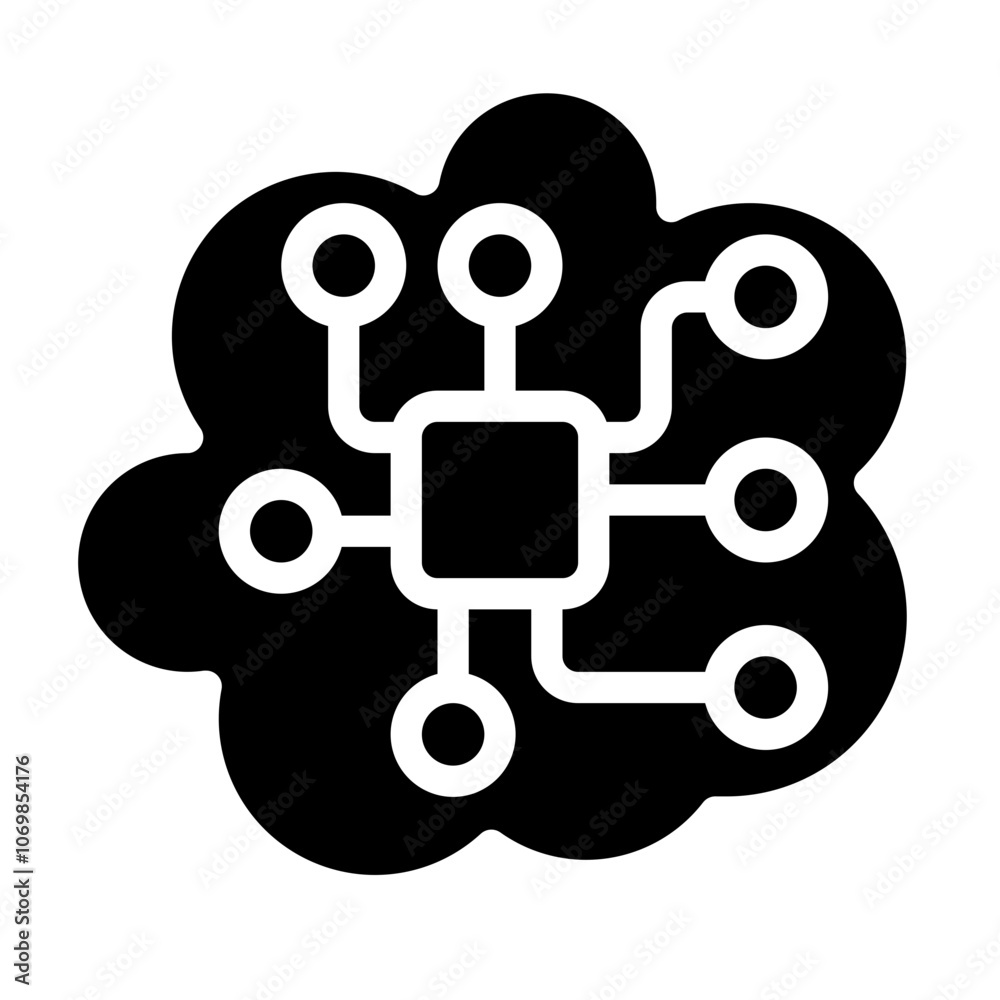Cognitive Computing Cloud Solid Icon Cognitive Computing Cloud Solid Icon