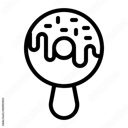 Doughnut on a Stick Line Icon