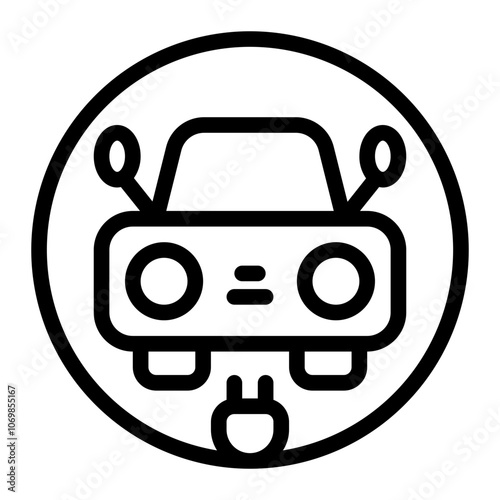 Electric Car Badge Line Icon