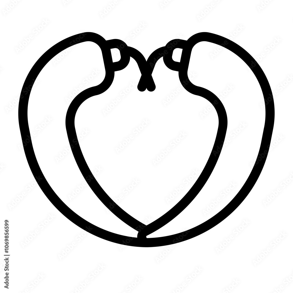 Heart-Shaped Chilis Line Icon Heart-Shaped Chilis Line Icon