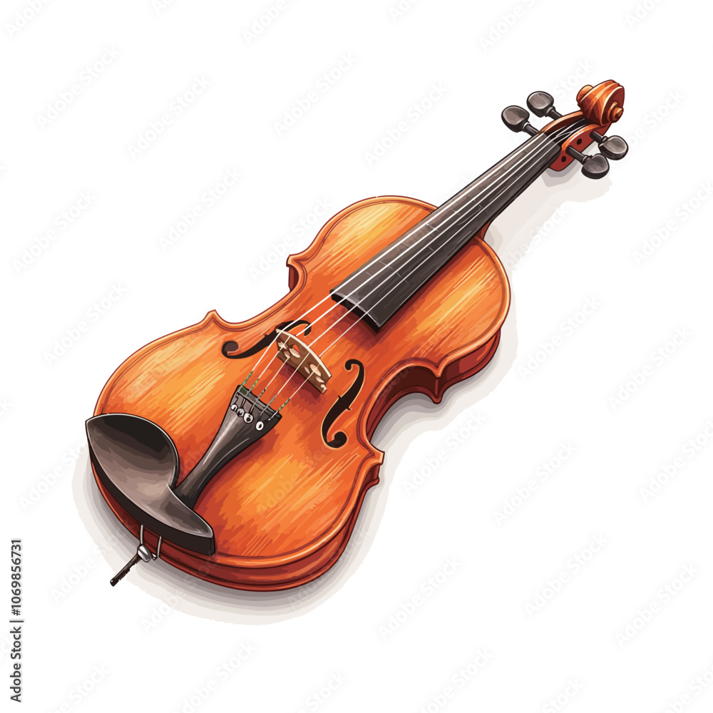 Fototapeta premium violin on a white background. 3d render. Illustration 