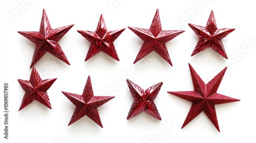 red christmas stars isolated on white background