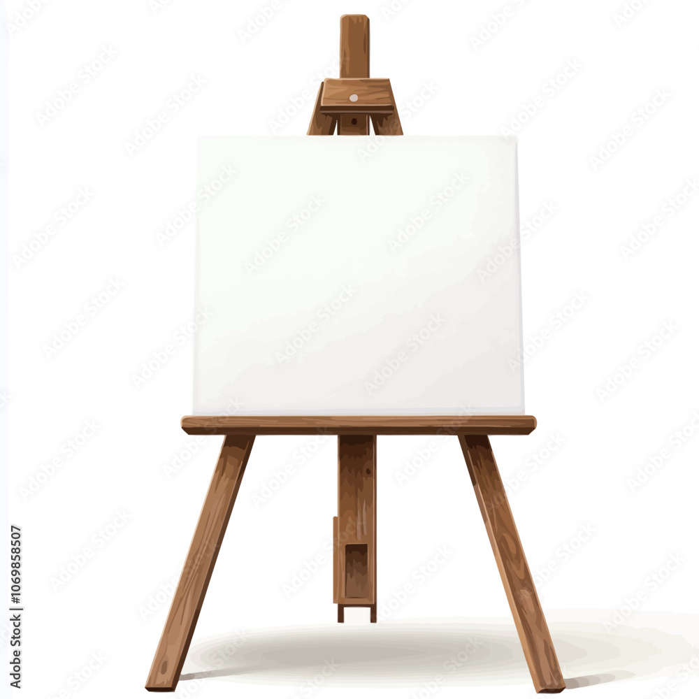 Wooden easel with blank canvas isolated on white background. Vector illustration. Wooden easel with blank canvas isolated on white background. Vector illustration.