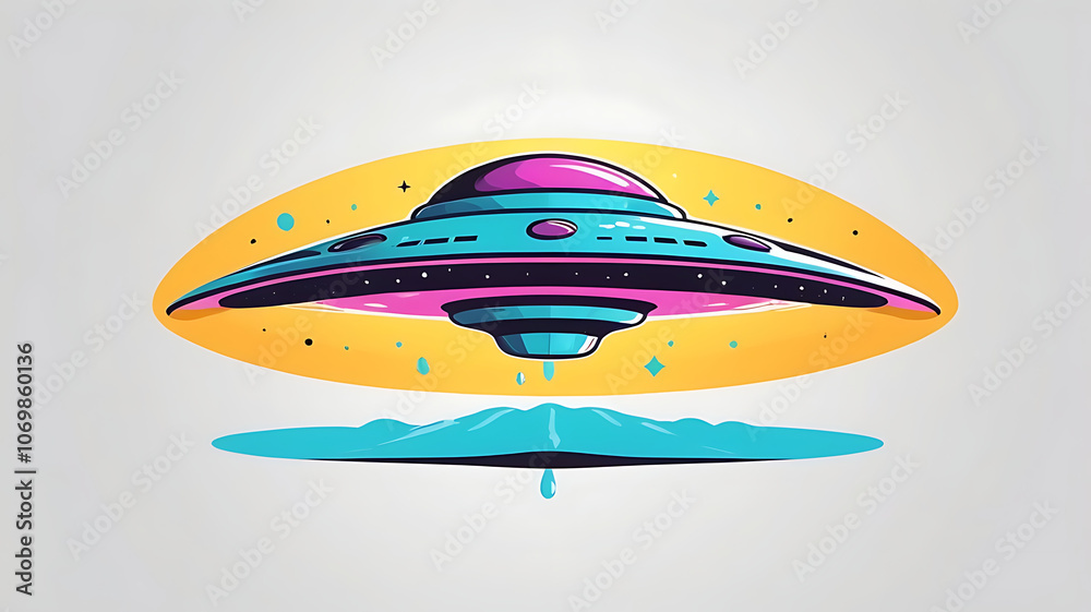 Minimalistic icon of a UFO symbol representing alien life and outer space on white background.